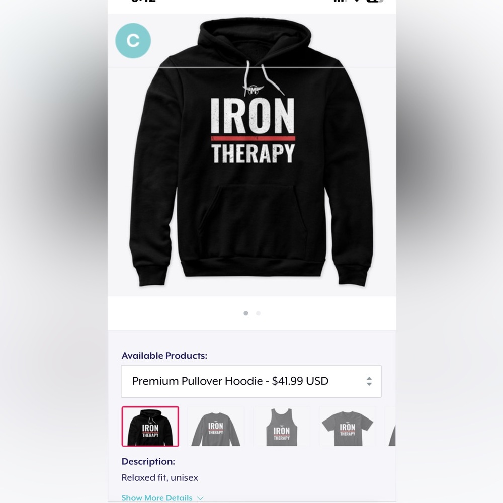Iron therapy hoodie. Large
